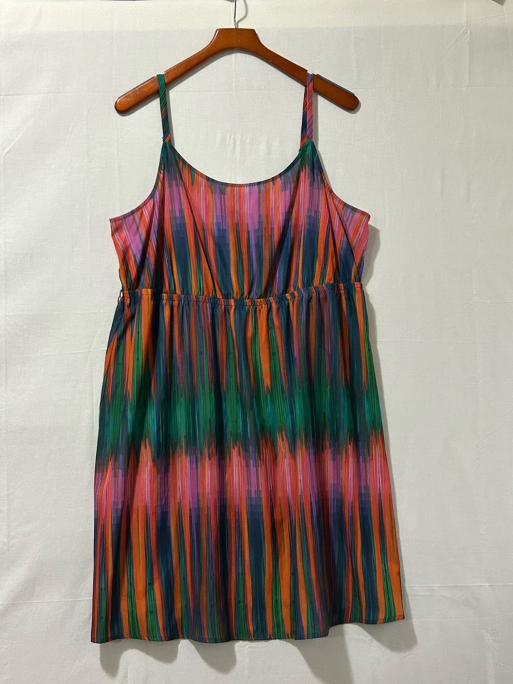 Lane Bryant - Vibrant Multicolor Striped Spaghetti-Strap Dress